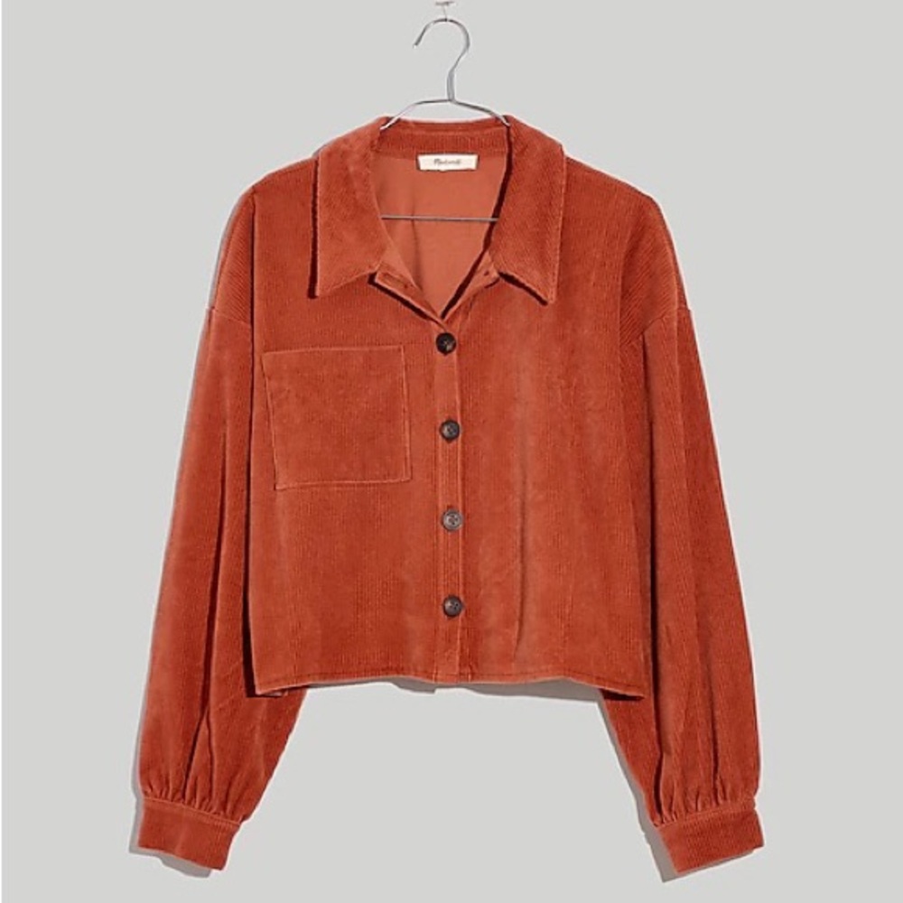 Madewell Knit Corduroy Crop Shirt Jacket